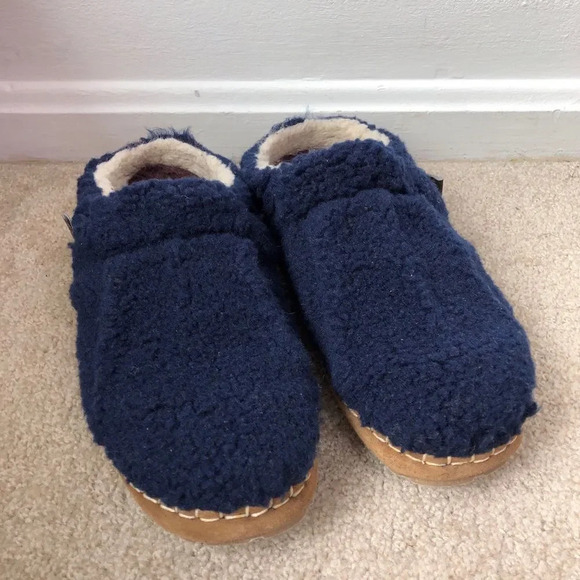 L.L. Bean Navy Blue Pile Fleece Round Toe Cozy Slipper Slides Size 6 - Picture 12 of 13